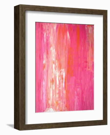 Pink and White Abstract Art Painting-T30Gallery-Framed Art Print