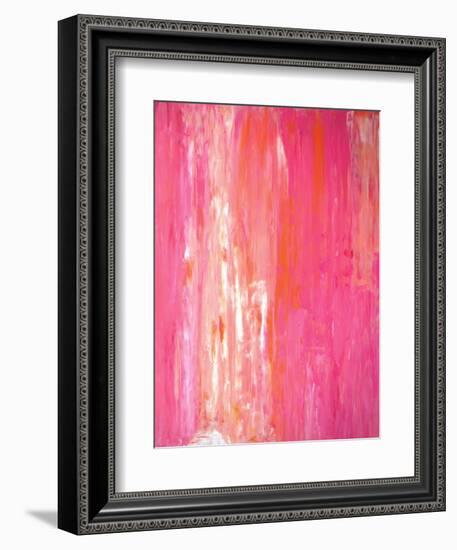 Pink and White Abstract Art Painting-T30Gallery-Framed Art Print