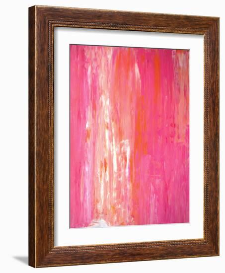 Pink and White Abstract Art Painting-T30Gallery-Framed Art Print