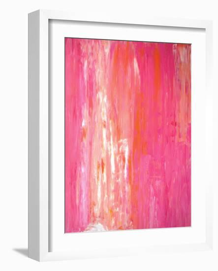 Pink and White Abstract Art Painting-T30Gallery-Framed Art Print