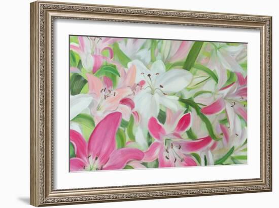 Pink and White Lilies II-Sandra Iafrate-Framed Art Print