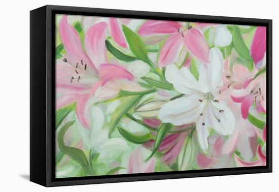Pink and White Lilies IV-Sandra Iafrate-Framed Stretched Canvas