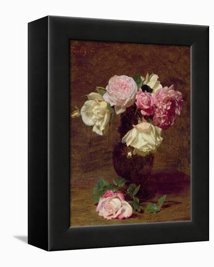 Pink and White Roses-Henri Fantin-Latour-Framed Premier Image Canvas