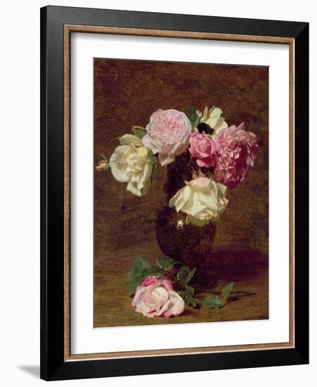 Pink and White Roses-Henri Fantin-Latour-Framed Giclee Print