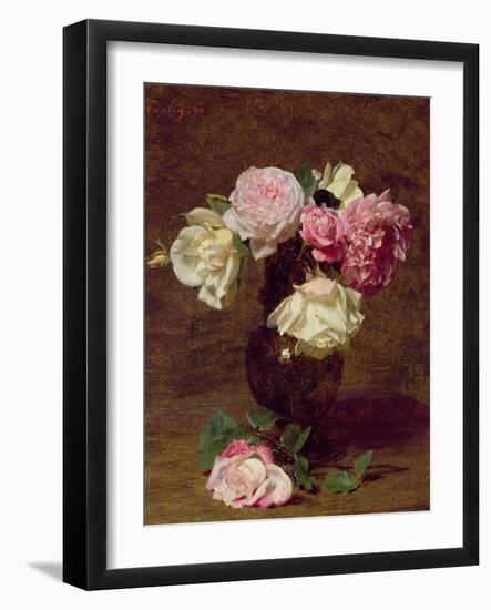 Pink and White Roses-Henri Fantin-Latour-Framed Giclee Print