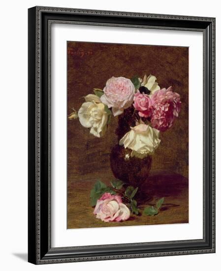 Pink and White Roses-Henri Fantin-Latour-Framed Giclee Print