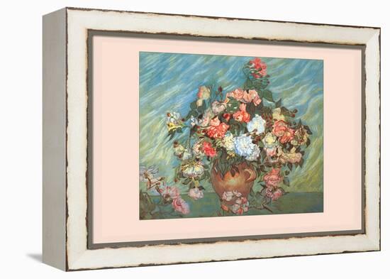 Pink and White Roses-Vincent van Gogh-Framed Stretched Canvas