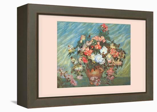 Pink and White Roses-Vincent van Gogh-Framed Stretched Canvas