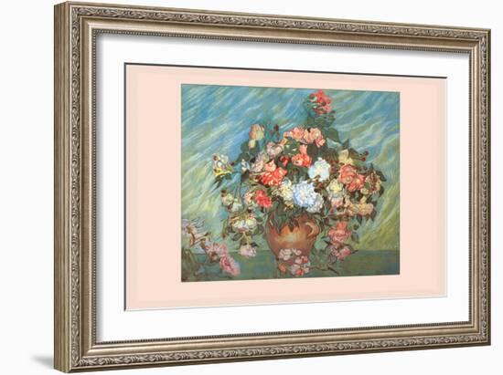 Pink and White Roses-Vincent van Gogh-Framed Premium Giclee Print