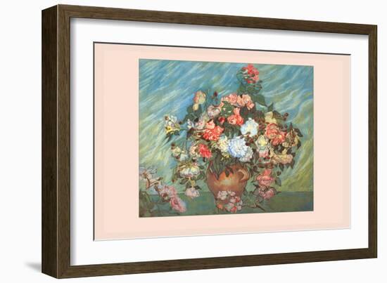Pink and White Roses-Vincent van Gogh-Framed Art Print