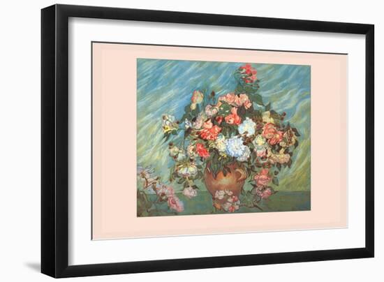 Pink and White Roses-Vincent van Gogh-Framed Art Print