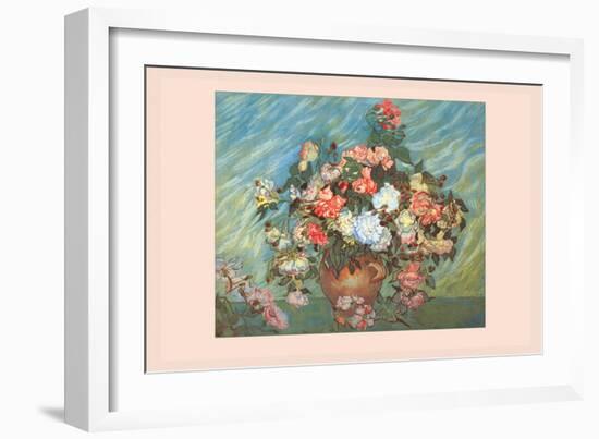 Pink and White Roses-Vincent van Gogh-Framed Art Print