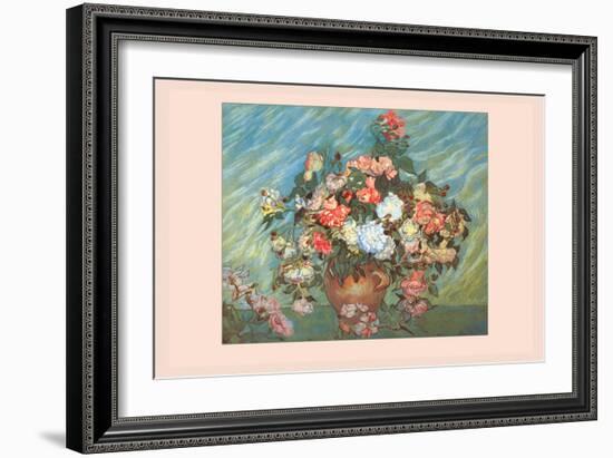 Pink and White Roses-Vincent van Gogh-Framed Art Print