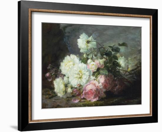 Pink and White Roses-Andre Perrachon-Framed Giclee Print