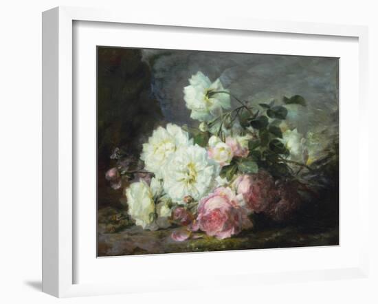 Pink and White Roses-Andre Perrachon-Framed Giclee Print