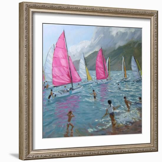 Pink and White Sails, Lefkas, 2007-Andrew Macara-Framed Giclee Print