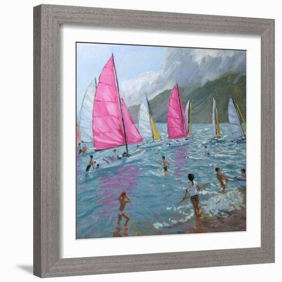 Pink and White Sails, Lefkas, 2007-Andrew Macara-Framed Giclee Print