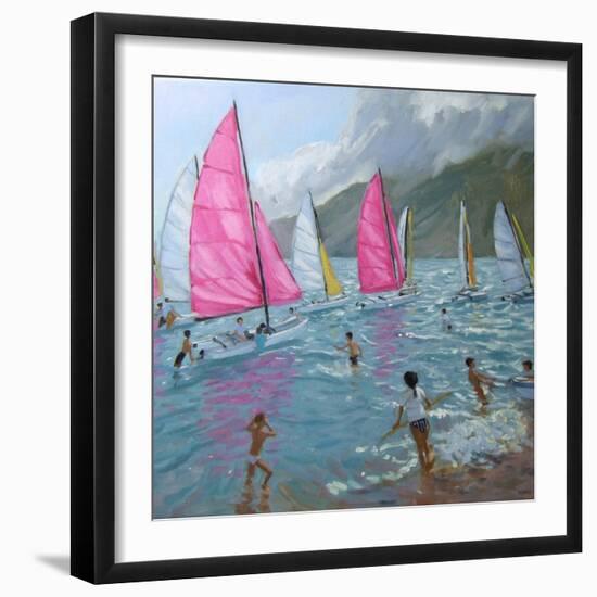 Pink and White Sails, Lefkas, 2007-Andrew Macara-Framed Giclee Print