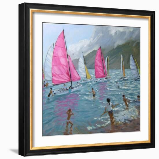 Pink and White Sails, Lefkas, 2007-Andrew Macara-Framed Giclee Print