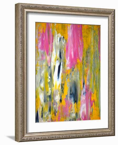 Pink and Yellow Abstract Art Painting-T30Gallery-Framed Art Print