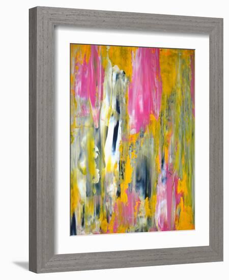 Pink and Yellow Abstract Art Painting-T30Gallery-Framed Art Print