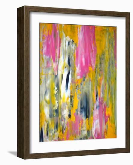 Pink and Yellow Abstract Art Painting-T30Gallery-Framed Art Print