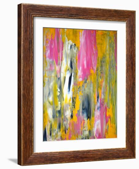 Pink and Yellow Abstract Art Painting-T30Gallery-Framed Art Print