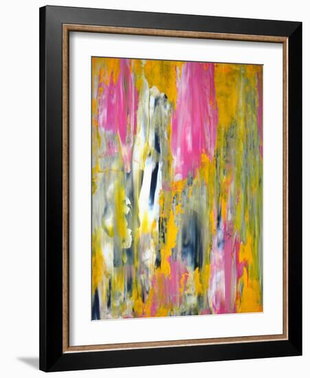 Pink and Yellow Abstract Art Painting-T30Gallery-Framed Art Print