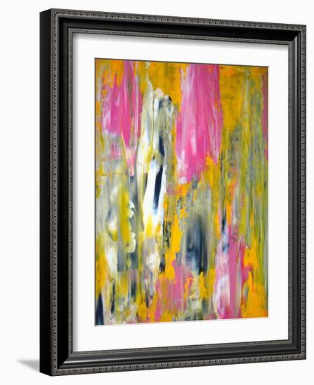 Pink and Yellow Abstract Art Painting-T30Gallery-Framed Art Print