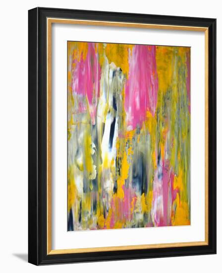 Pink and Yellow Abstract Art Painting-T30Gallery-Framed Art Print