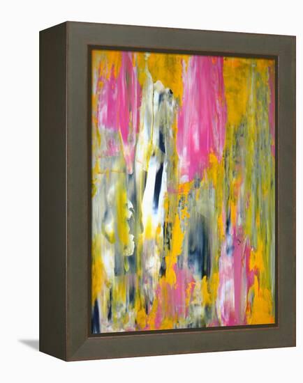 Pink and Yellow Abstract Art Painting-T30Gallery-Framed Stretched Canvas