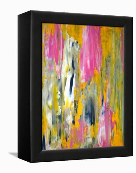 Pink and Yellow Abstract Art Painting-T30Gallery-Framed Stretched Canvas