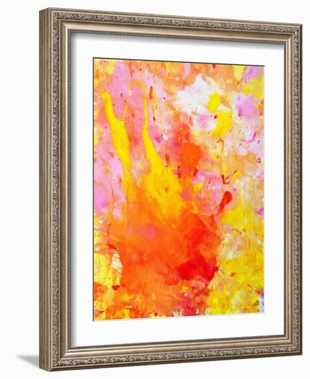 Pink and Yellow Abstract Art Painting-T30Gallery-Framed Art Print