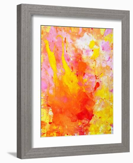 Pink and Yellow Abstract Art Painting-T30Gallery-Framed Art Print