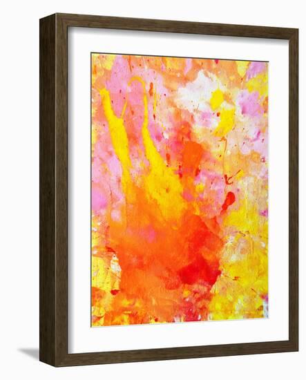 Pink and Yellow Abstract Art Painting-T30Gallery-Framed Art Print