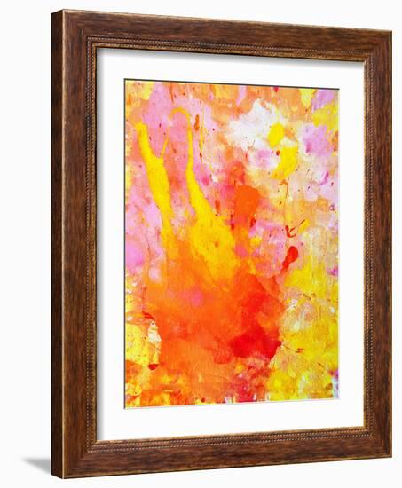 Pink and Yellow Abstract Art Painting-T30Gallery-Framed Art Print