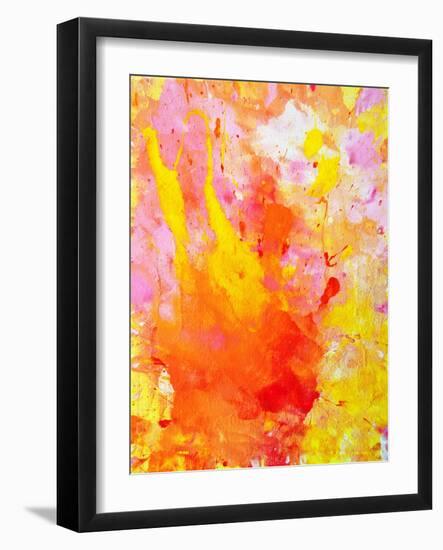 Pink and Yellow Abstract Art Painting-T30Gallery-Framed Art Print