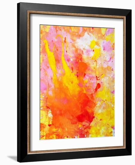 Pink and Yellow Abstract Art Painting-T30Gallery-Framed Art Print