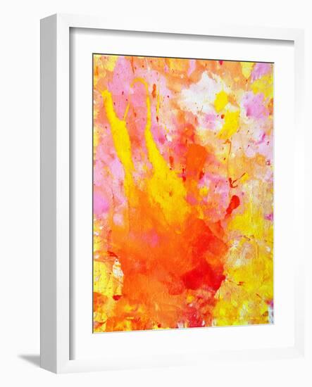 Pink and Yellow Abstract Art Painting-T30Gallery-Framed Art Print