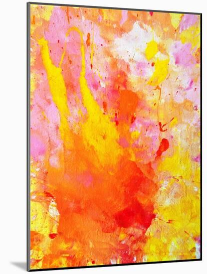 Pink and Yellow Abstract Art Painting-T30Gallery-Mounted Art Print