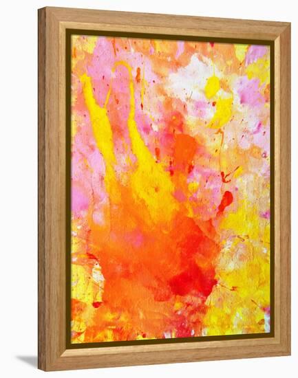 Pink and Yellow Abstract Art Painting-T30Gallery-Framed Stretched Canvas