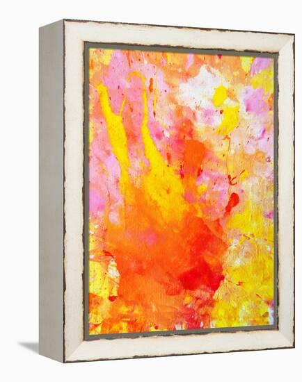 Pink and Yellow Abstract Art Painting-T30Gallery-Framed Stretched Canvas