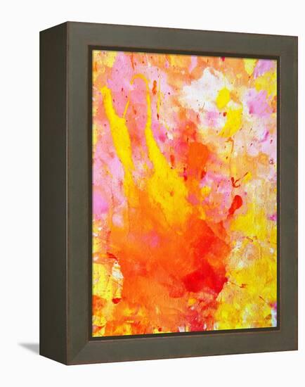 Pink and Yellow Abstract Art Painting-T30Gallery-Framed Stretched Canvas