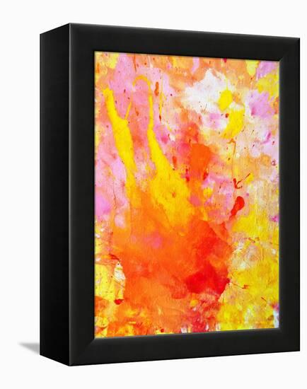 Pink and Yellow Abstract Art Painting-T30Gallery-Framed Stretched Canvas