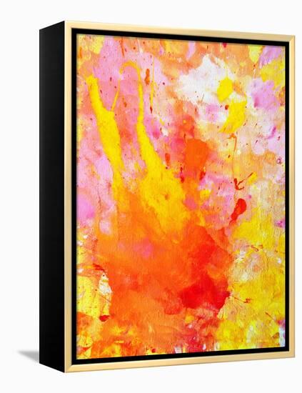 Pink and Yellow Abstract Art Painting-T30Gallery-Framed Stretched Canvas