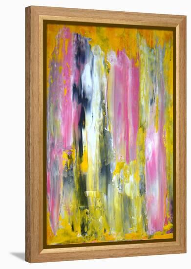 Pink and Yellow Abstract Art Painting-T30Gallery-Framed Stretched Canvas