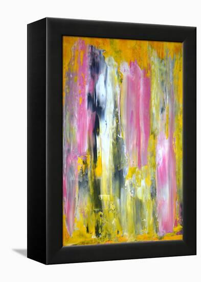 Pink and Yellow Abstract Art Painting-T30Gallery-Framed Stretched Canvas