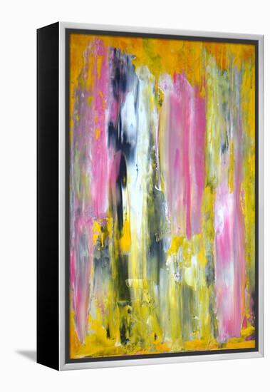 Pink and Yellow Abstract Art Painting-T30Gallery-Framed Stretched Canvas