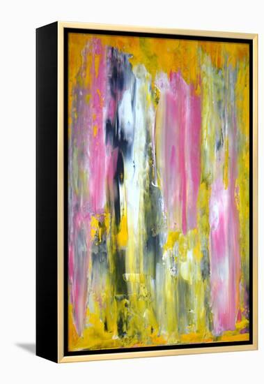 Pink and Yellow Abstract Art Painting-T30Gallery-Framed Stretched Canvas