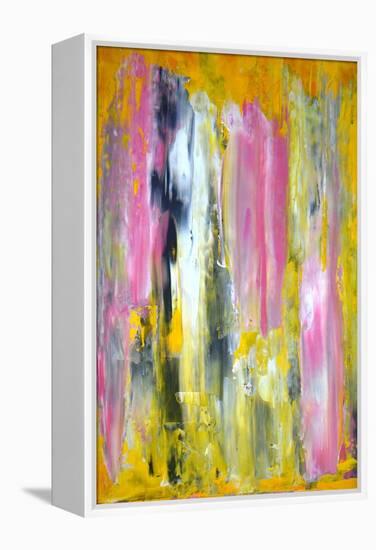 Pink and Yellow Abstract Art Painting-T30Gallery-Framed Stretched Canvas